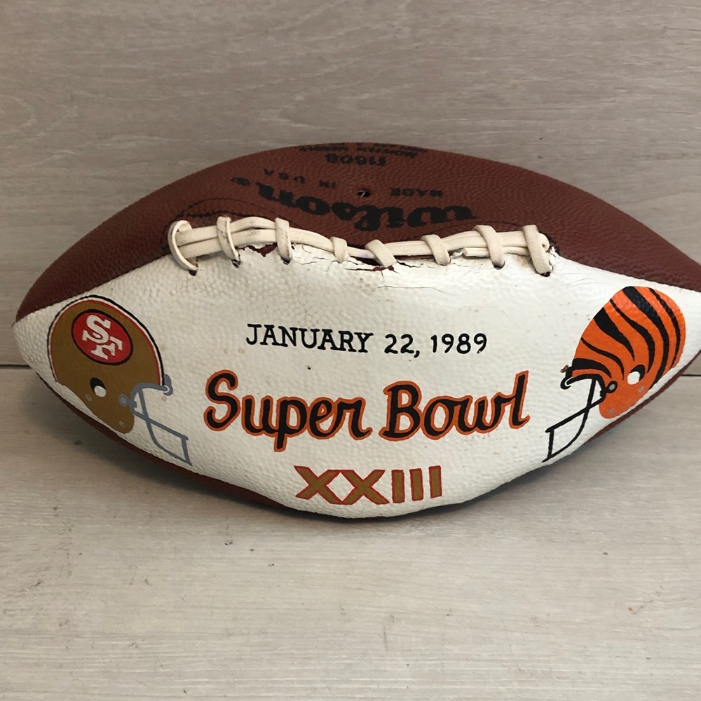 Vintage 1989 One Of A Kind Hand Painted Super Bowl XXIII 49ers Vs Bengals As Is!